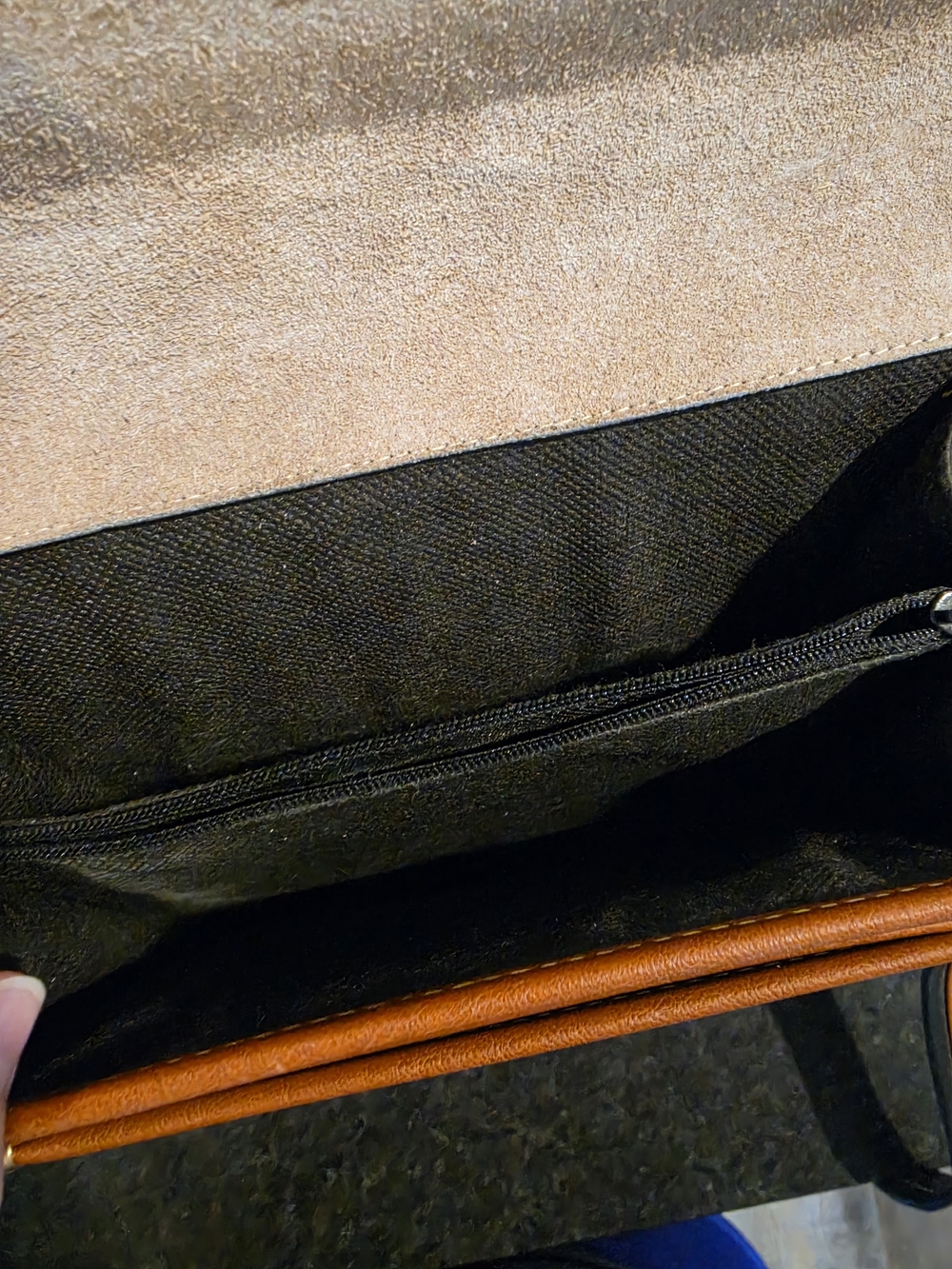Dooney & Bourke Black Leather Satchel with Brown Trim and Brass Accents - Picture 6 of 9